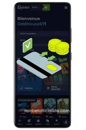 Rainbet game lobby after a confirmed deposit